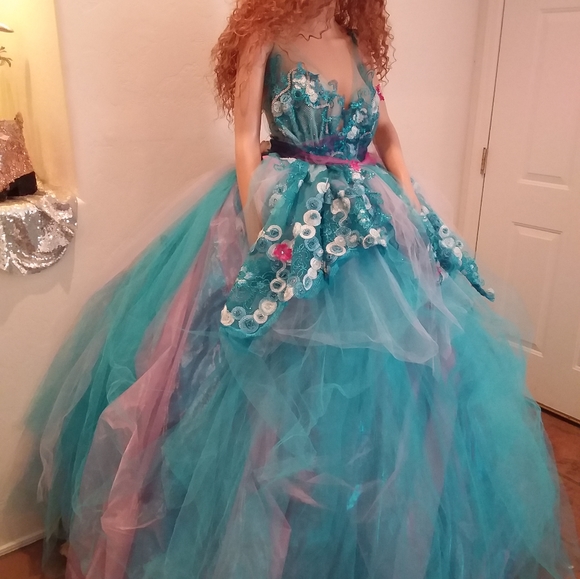 SAMPLE GOWN ONLY-MELISSA Turquoise Pink White Wedding Ballgown Set - Picture 11 of 16